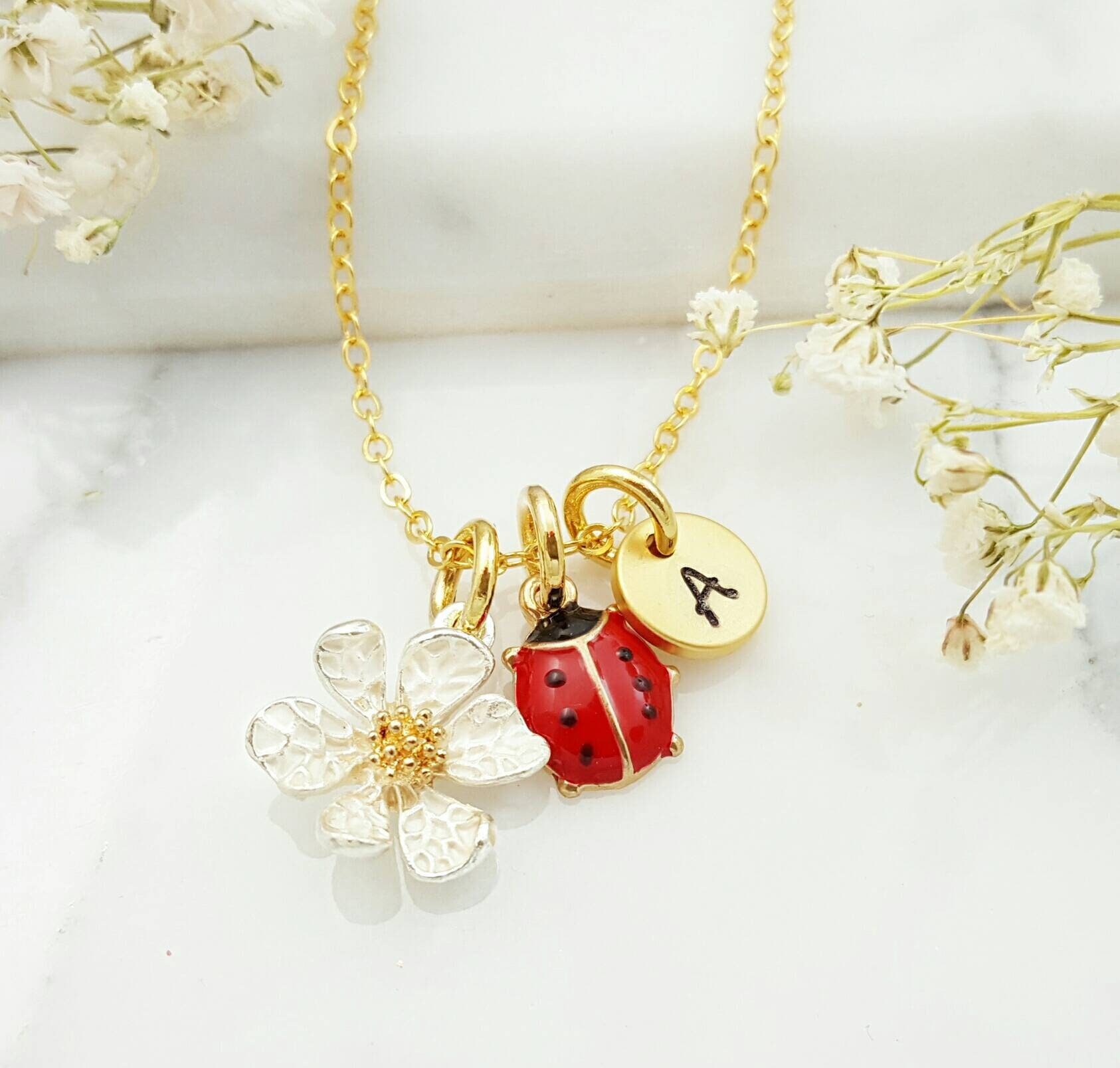 ネックレス・ペンダント Daisy Knot Necklace GOLD DAISY NECKLACE Lovely White Flower Jewelry Gift, Red