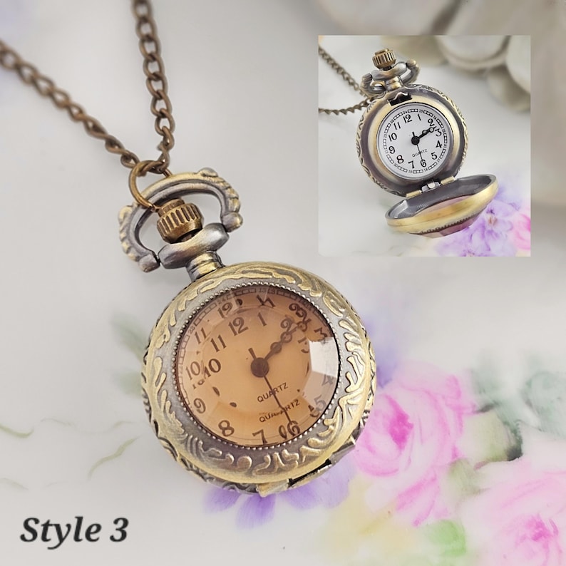 VICTORIAN Birthstone Clock Necklace, Watch Necklace, Bronze Clock ...