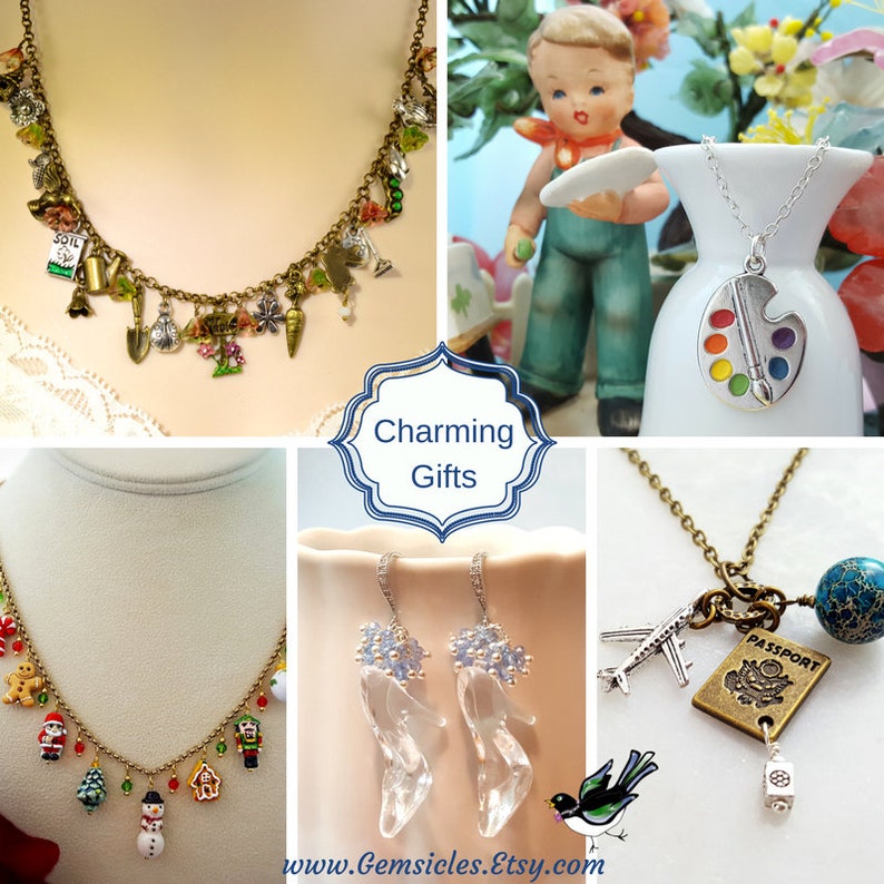 GARDEN JEWELRY GIFTS Gardening Necklace and Matching Earrings, Gardener Gift for Grandma, Green Thumb Gift, Florist Jewelry Set S1038 image 6
