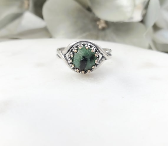 Green ruby stone ring discount
