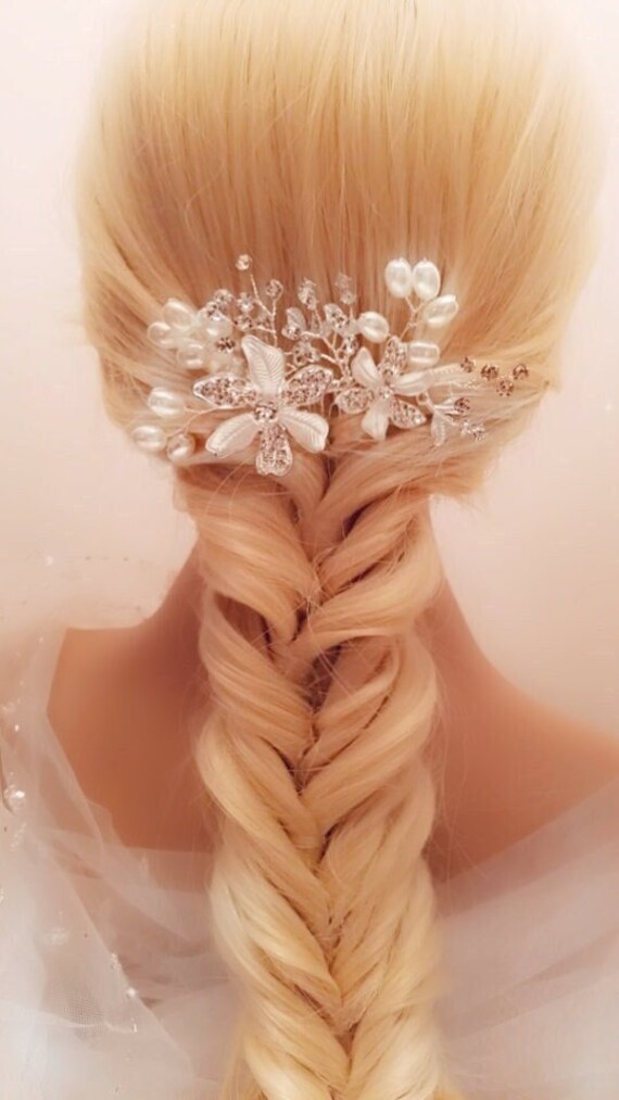 IVORY PEARL HAIR Comb, Pearly Gold Bridal Haircomb, Cream  display picture 1