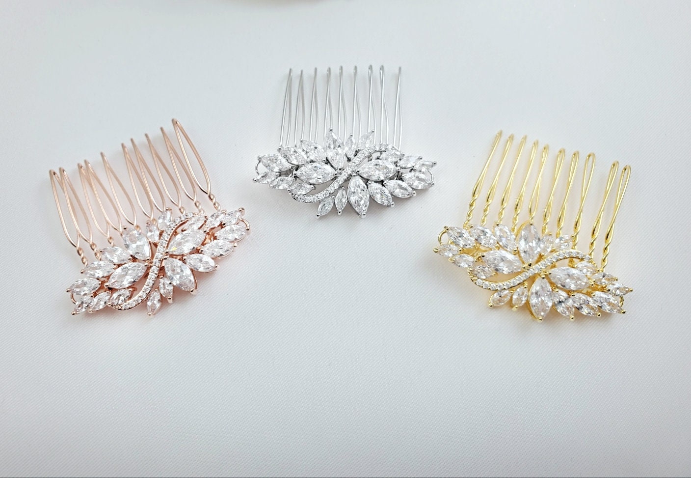 Pink Opal Bridal Hair Comb – Rose Gold Wedding Hair Accessory