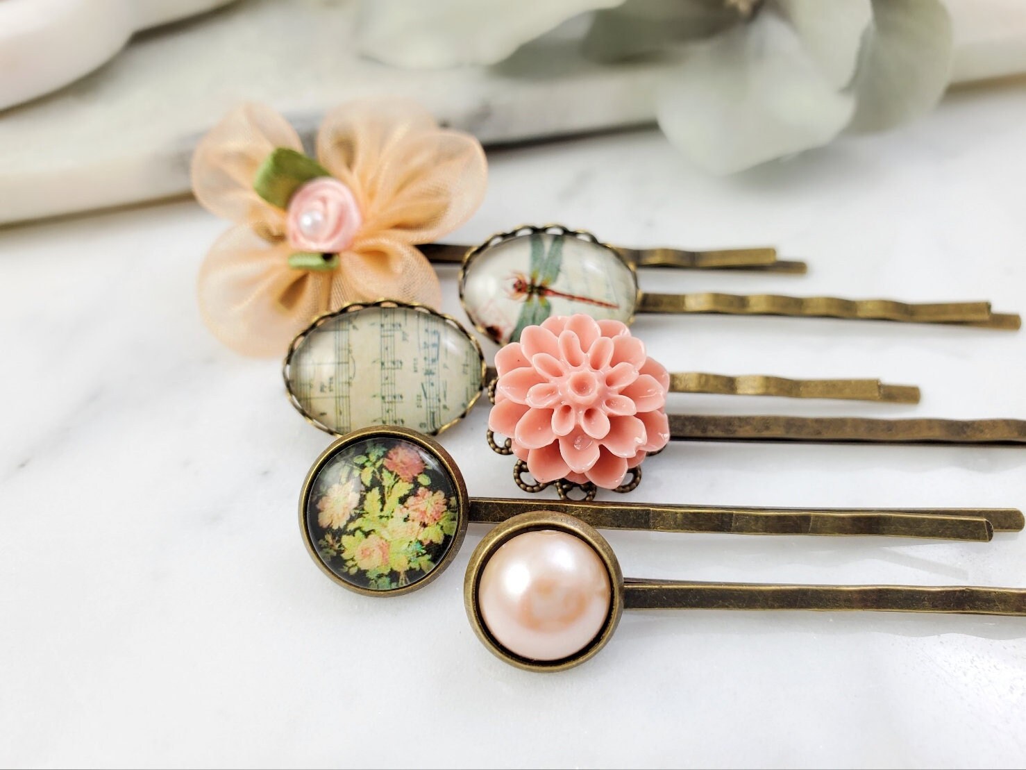 Handmade Cloisonne Roses Beads Hair Pin Clip Pearls Amazon.com : SHIYANG Handmade Pink Lotus Hair Clips, Floral  main image 4