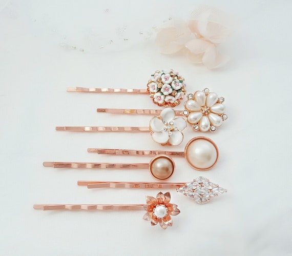 UK Seller NEW Beautiful Double Satin Flower /& Faux Pearl Hair Clip