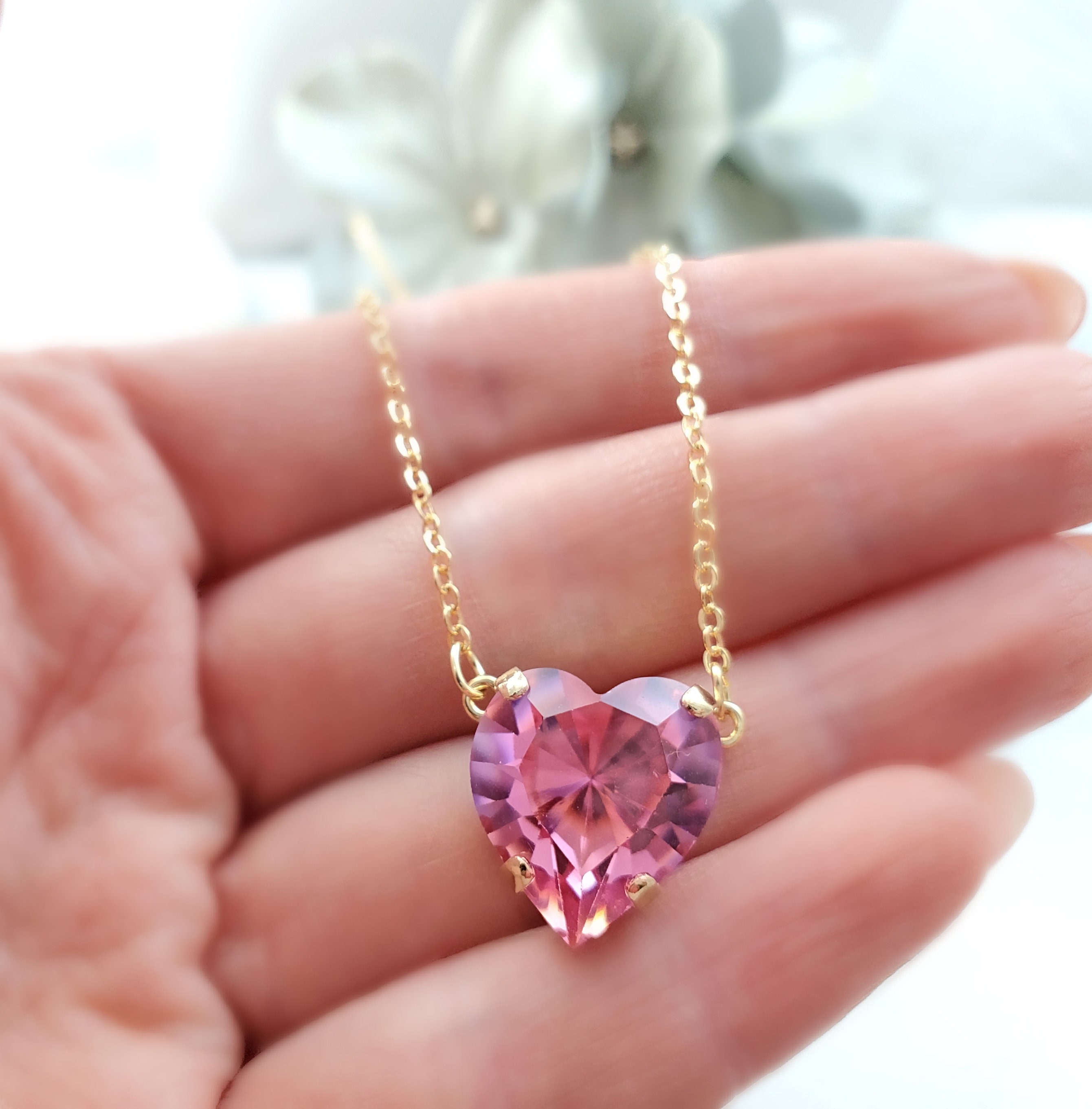 1/2ct Diamond & Pink Sapphire Heart Pendant In 14K Yellow, White, Or R – Bliss Diamond - Foto 11