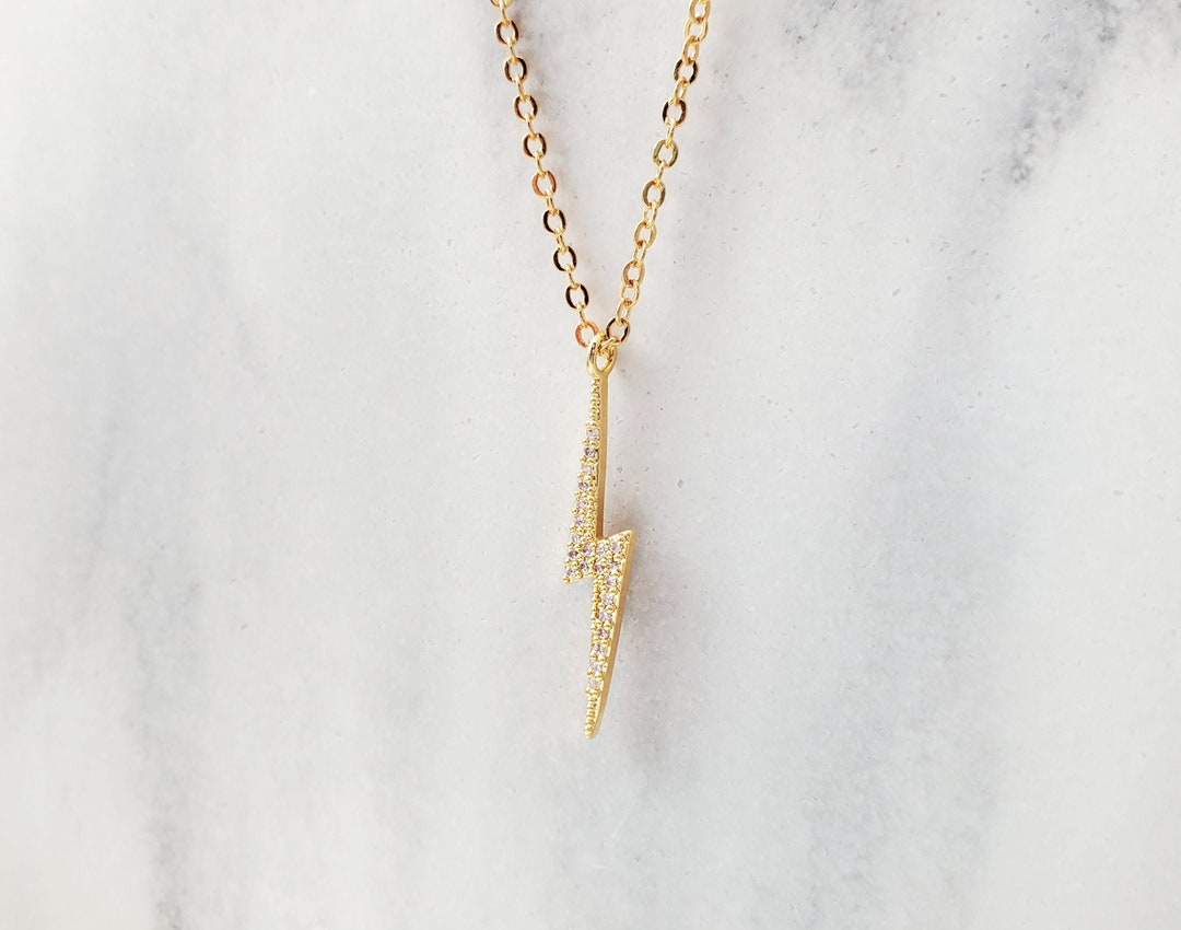 アクセサリー VAINON Bolt Necklace LIGHTNING BOLT NECKLACE Gold Cubic Zirconia Thunder Bolt Pendant