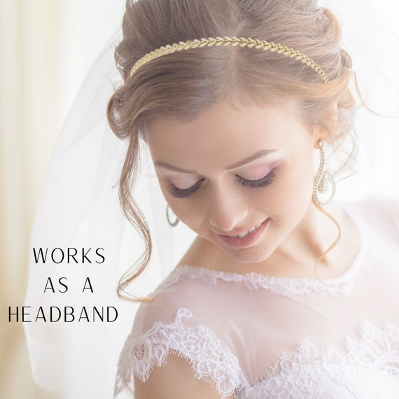 Gold Boho Bridal Headpiece Updo Gold Hair Chain ALSO A NECKLACE, Braid Garland Bohemian Wedding Hair Piece Roman, Choose Your Chain H7000