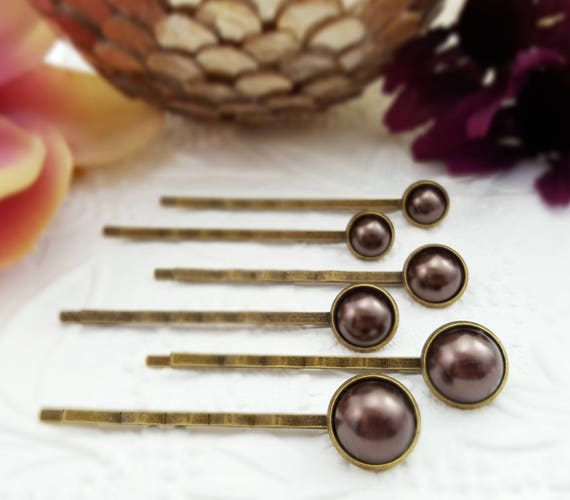 Bronze Bobby Pin Set Pearl Hair Pins For Buns Decorative Etsy