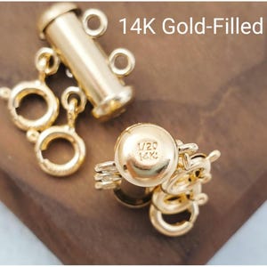 Gold Filled Layering Clasp Multi Necklace Detangler Layered Gold Tube Bar Separator, Ships from the US, Stacking Bracelet Connector N5258