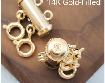 Gold Filled Layering Clasp Multi Necklace Detangler Layered Gold Tube Bar Separator, Ships from the US, Stacking Bracelet Connector N5258