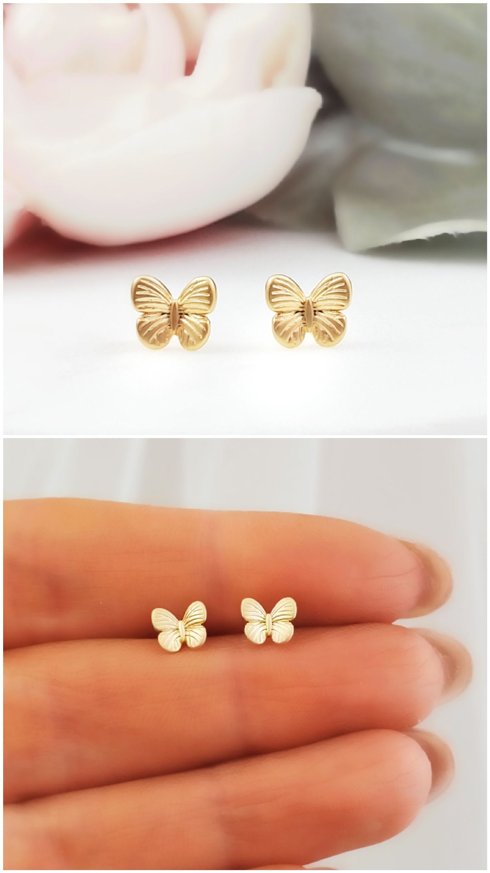 Butterfly design gold earrings deals