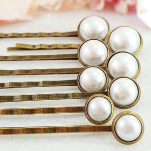 PEARL HAIR PINS Set of 8, White Bun Bobby Pins, Pearl Wedding Hair Pick Classic Ivory Bridal Hair Accessories for Wedding Party Gift H4207A Bright White