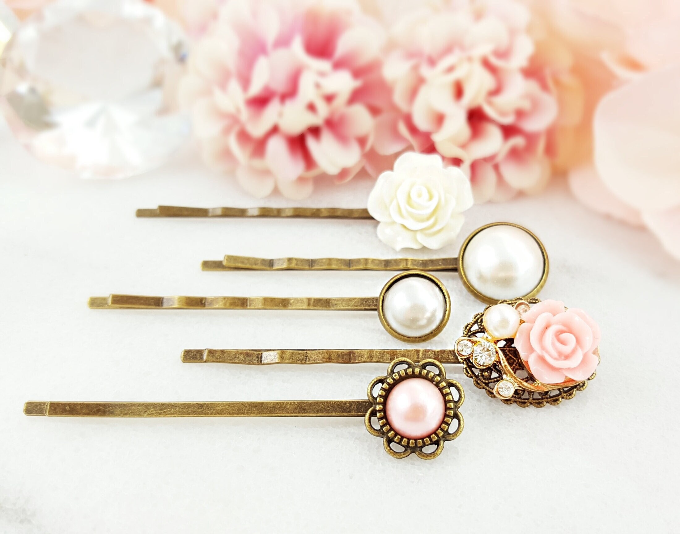 Chanel Beauty Bobby Pin Hair Clips set of  4 Dainty Pearl And Rhinestone Bobby Pin Hair Clip | Set of 3  main image 3
