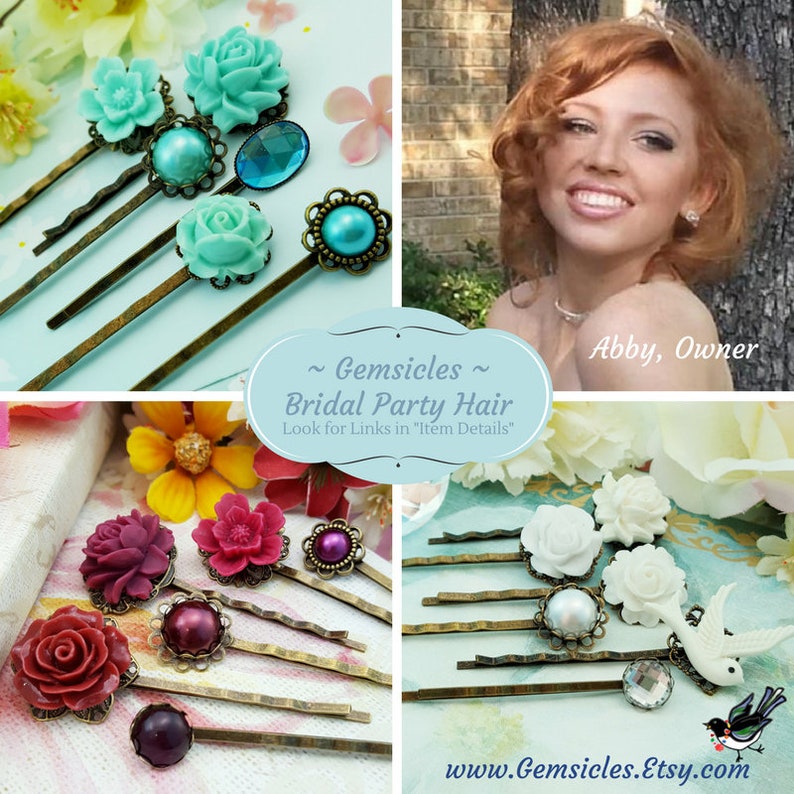 Cream Bridal Sakura Hair Pin H4190 Slate Blue Hairpins Mint Blue Lotus Blossom Creamy Yellow Rose Hair Clip Turquoise Bobby Pin Set of 6