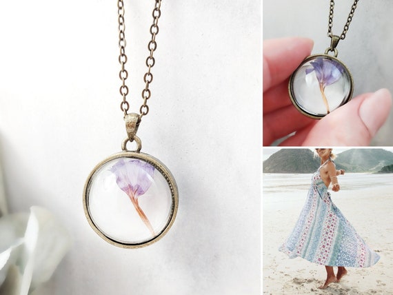Pressed flower glass best sale pendant