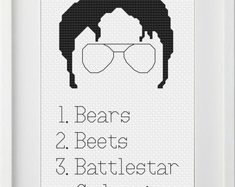 Bears, Beets, Battlestar Galactica - Dwight Schrute - Cross Stitch Pattern Chart - PDF Instant Download