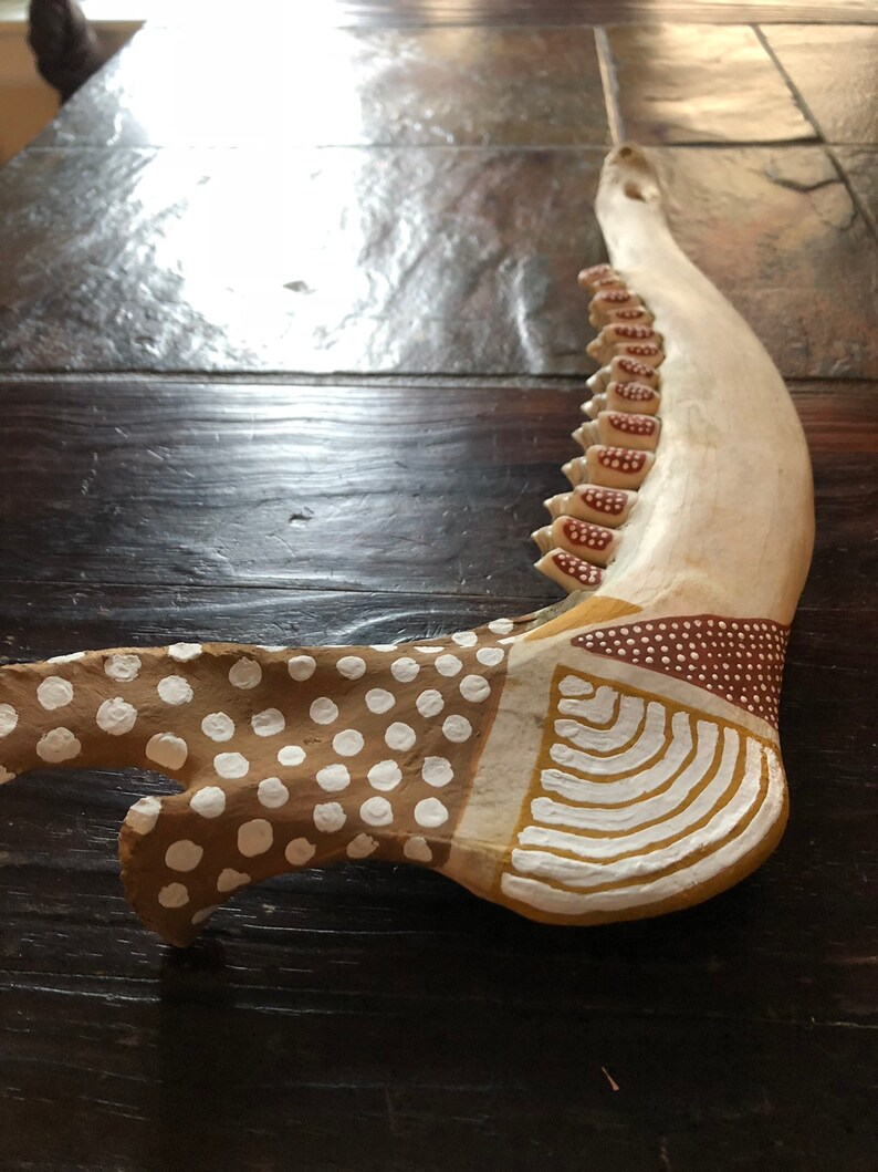 Handpainted Deer Jaw Bone // Rustic Witchy Art Piece | Etsy
