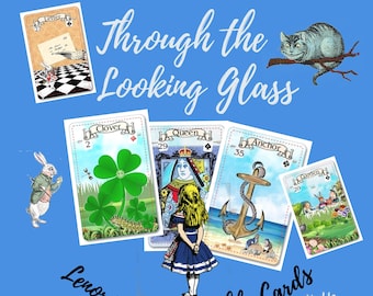 Lenormand printable card deck, Through the Looking Glass, Alice in Wonderland, 36 cards.