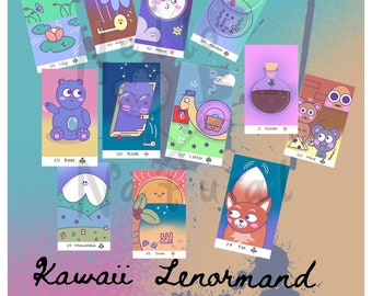 Kawaii Lenormand, 36 card printable deck.