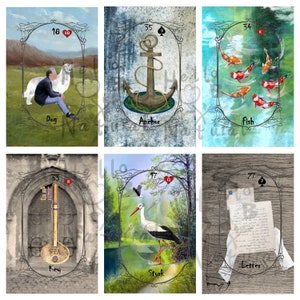 Haunting Lenormand, 39 card bridge size lenormand deck, printable divination cards.