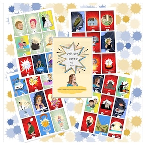 Pop Art Kipper, baralho de adivinhação com 36 cartas, para impressão, com 2 opções de verso.