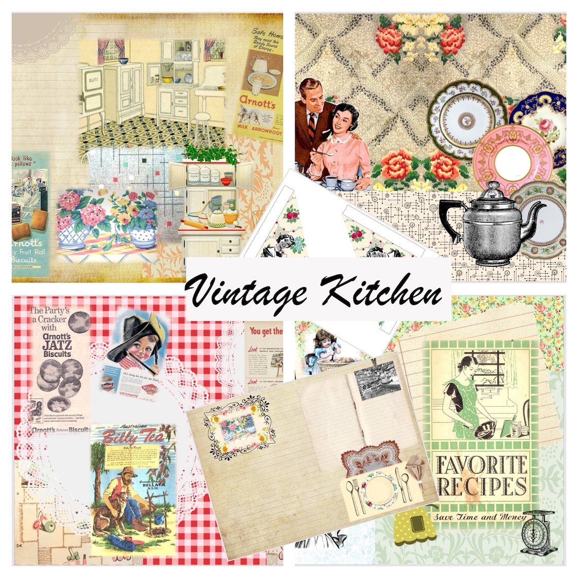 Journal Kit Vintage Kitchen Printable Journal Pages | Etsy