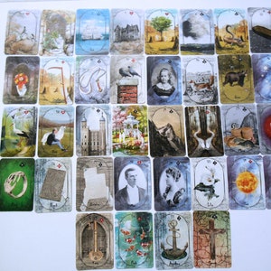 Haunting Lenormand mini, 39 card bridge size lenormand deck, printable divination cards.