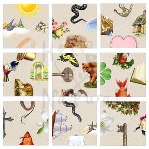 Cartas de la paciencia rusas, cartas de adivinación gitanas, 20 tarjetas cuadradas, imprimibles