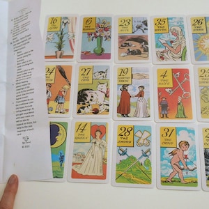 Old Gypsy Fortune Telling printable Cards, 36 card deck, includes card meanings and spreads.