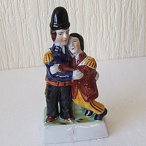 Antique Victorian Staffordshire Fairing Brothers in Arms Dated 1887 To The Base