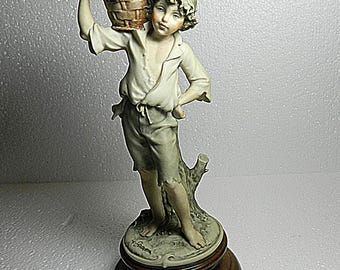 Giuseppe Armani Florence Figurines" Boy With Grapes" Italian Sculpture.
