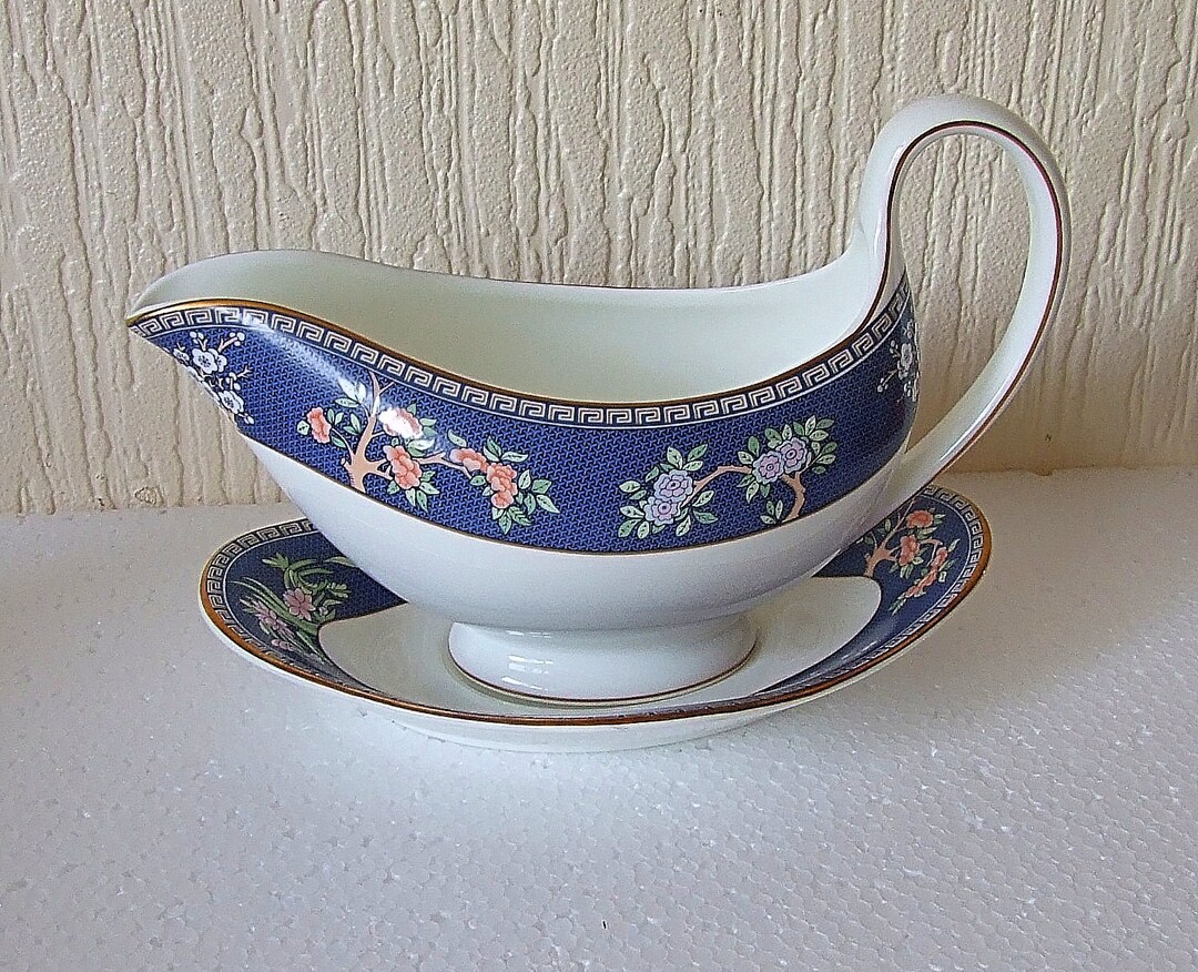 Wedgwood Blue Siam Gravy Boat Jug and Saucer VGC 1st Quality Etsy