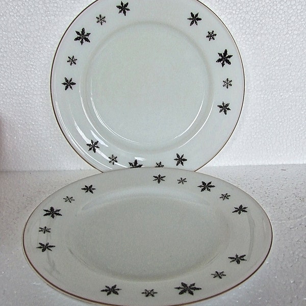 Two Vintage Pyrex White Snow Flake  Pattern Salad Plates