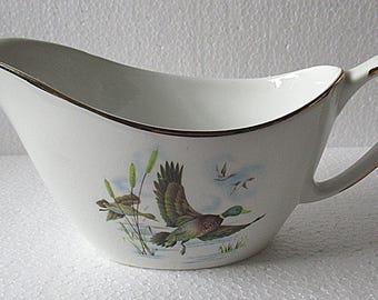 Salsera vintage Alfred Meakin Glo White 'Fenland' Flying Ducks