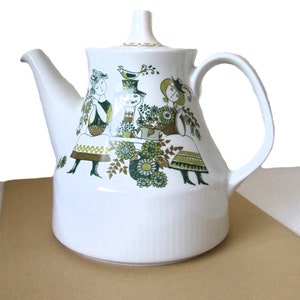Norwegian Figgjo Flint Turi Design Market Pattern Porcelain Tea Pot