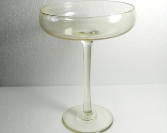 Antique Hand Blown Clear glass Tazza/ Compote with ground out Pontil mark
