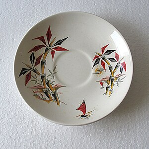 VINTAGE 1950s Washington Pottery Hanley Bamboo Print Saucer