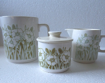 Zestaw dzbanek na mleko i cukier Zeller Keramik Ceramic Floral z dużym dzbankiem