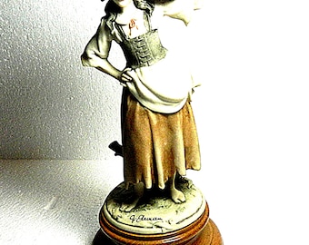 Giuseppe Armani Florence Figurines  Girl Grapes Italian Sculpture.