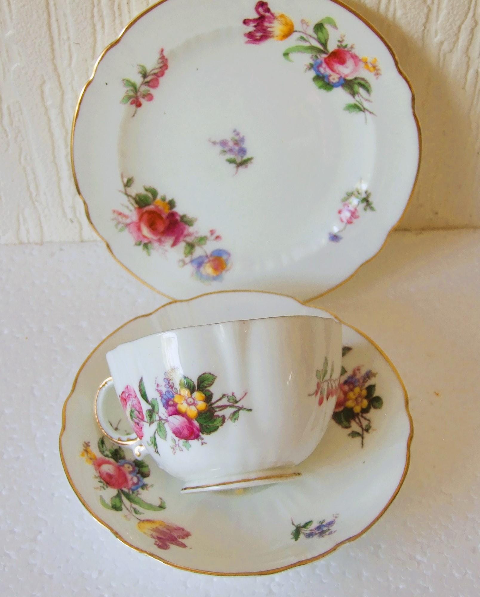 Antique C1900 George Jones Crescent China Tea Cup Trio Floral Pattern ...