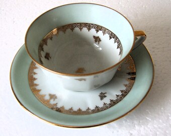 French Fine bone china Limoges porcelain  Tea set Cup and Saucer