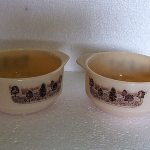 2 X  Vintage JAJ Pyrex England &#39;Rustic&#39;  dishes 4.5&quot; by 2.5&quot;