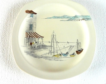 Vintage Retro Mid-century Midwinter Riviera Stylecraft Assiette des années 1950 Hugh Casson 25 cm