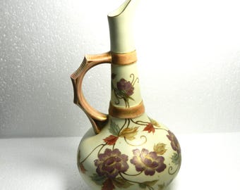 Antique Royal Rudolstadt Hand Painted Ewer  Gold Gilt Flowers.1909