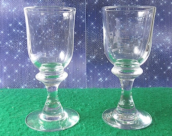 2 Jetpoint glass Irish Atelier Hand Blown Wine/Rummer glasses with pontil mark