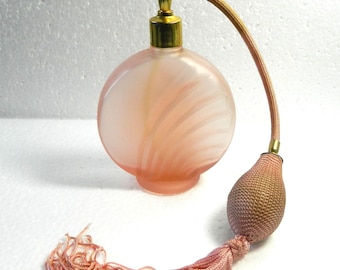 Vintage Pink  Glass Perfume Bottle Atomizer Spray Pump Vanity Decorative