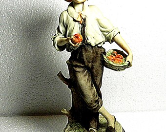 Giuseppe Armani Florence Figurines" Boy With Appels" Italian Sculpture.