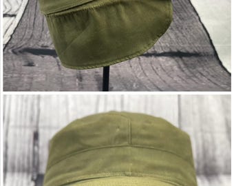 Vintage US Army 1950's cotton Field Cap Olive Green With