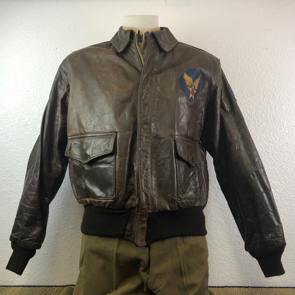 Genuine Vintage WW2 Type A-2 Flight Jacket Leather AAC Army Air Corps ...