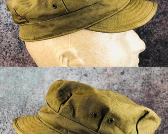 Vintage US Army WWII OD7 HBT Field Cap Combat Fatigue Utility Hat